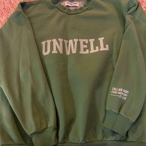 Light Green Cotton Call Her Daddy “UNWELL” Crewneck in size XSmall | fits S/M